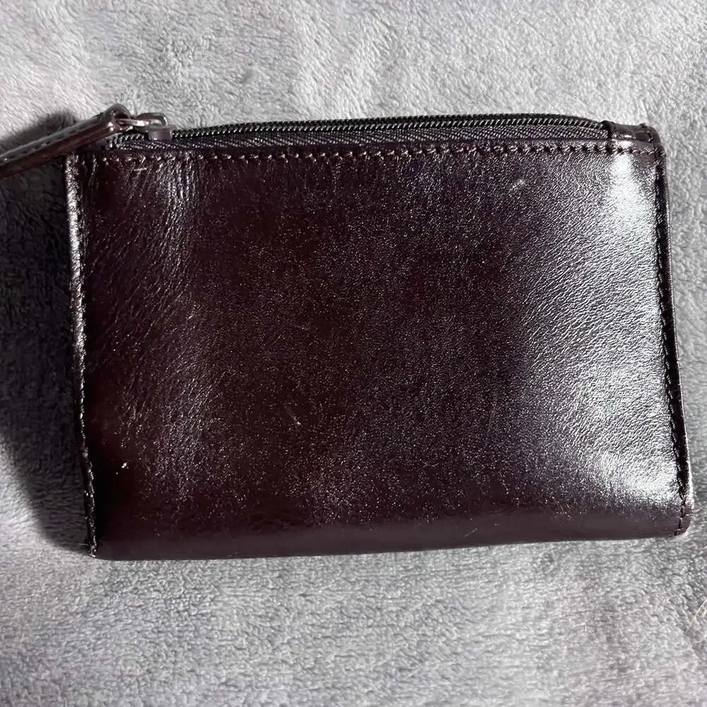 Fossil Vintage Genuine Brown Leather Croc Embossed Trifold Wallet